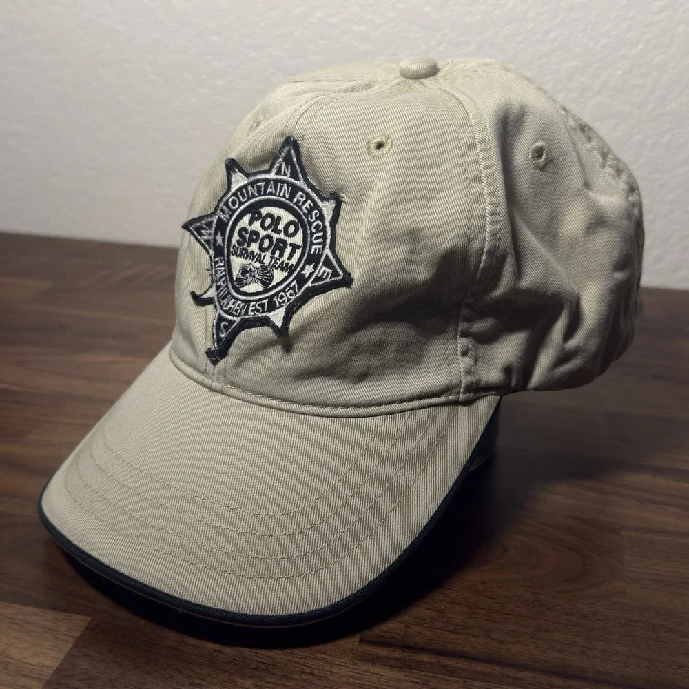 Rare VTG Polo Ralph Lauren Sport Survival Team Mountain Rescue Strapback Hat O/S